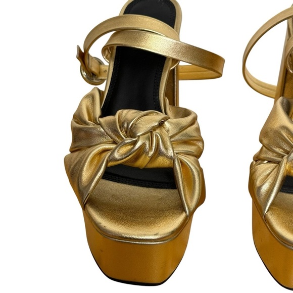 ASOS DESIGN Note knotted platform heeled sandals in gold Woman’s SZ. 4.5 - Picture 7 of 16